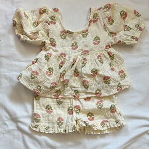 Gerber Modern Moments Cream Floral Baby Outfit with Pink & Green 3T
